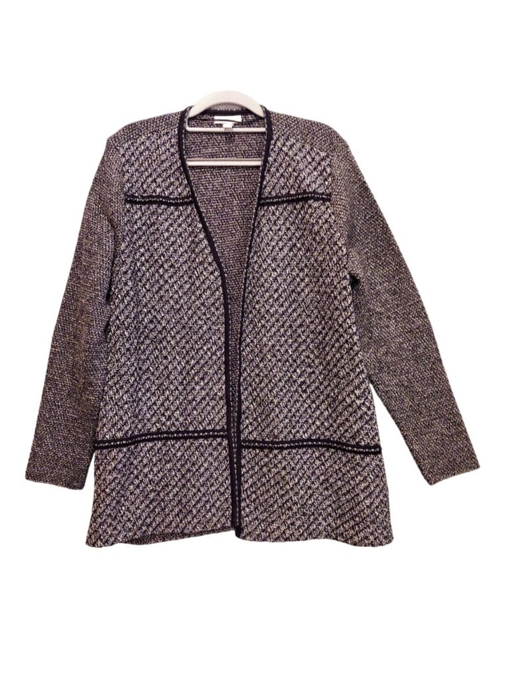 Charter Club Cardigan Sweater Womens L Black Silver Sparkle Open career formal s